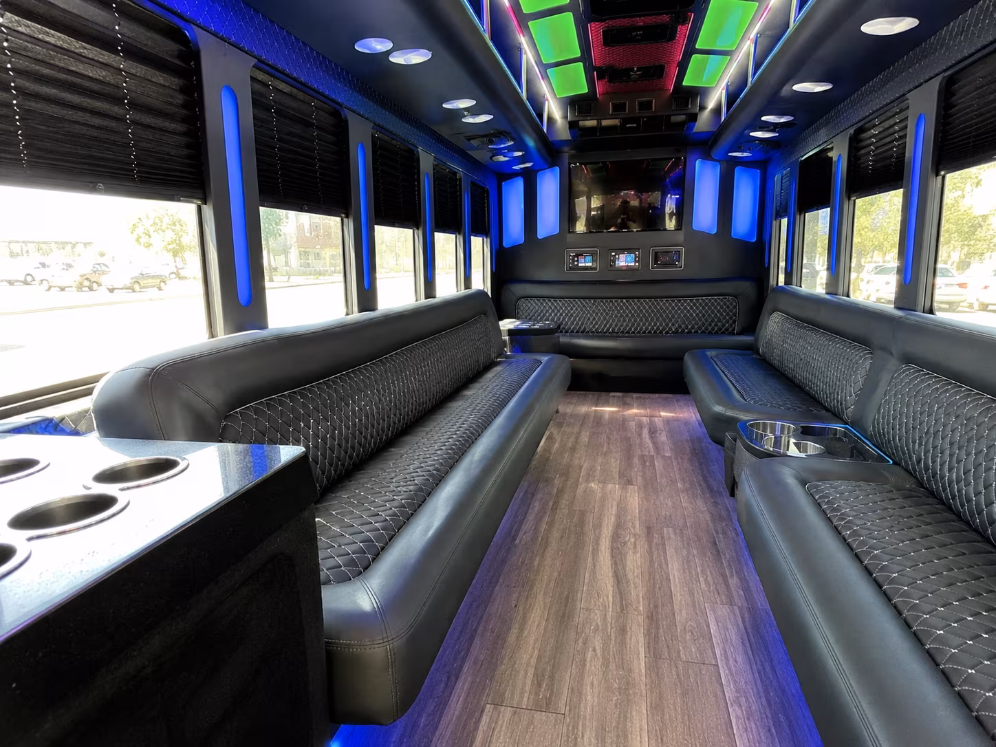 marysville 15 passenger party bus inside