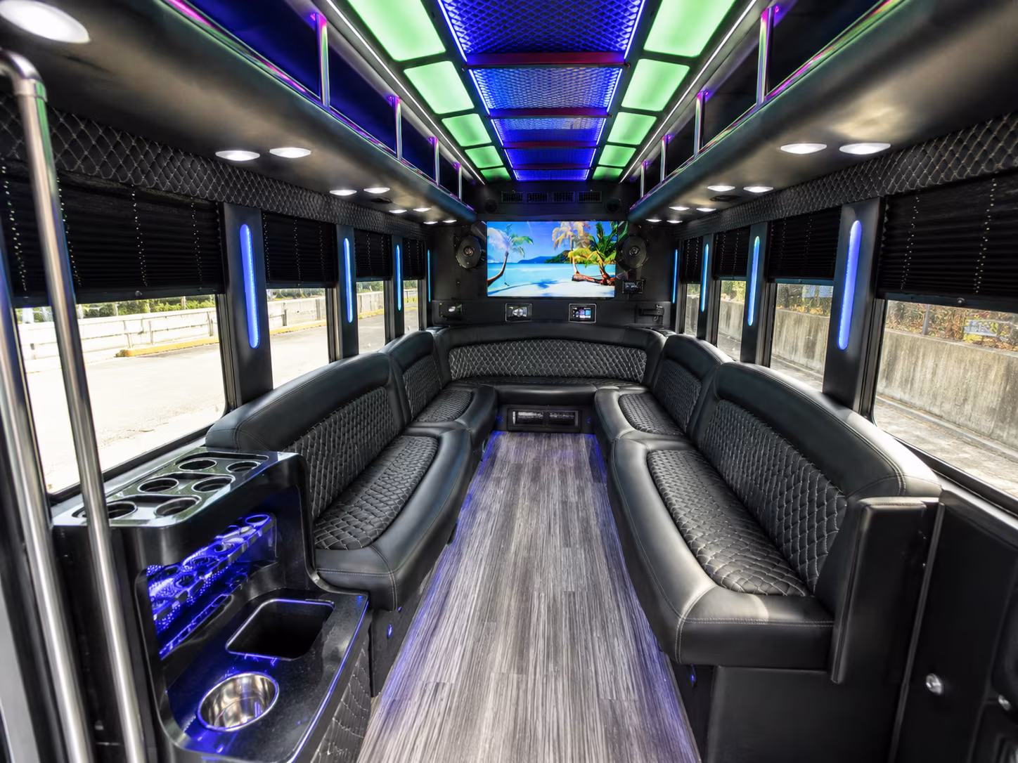 marysville 18 passenger party bus inside