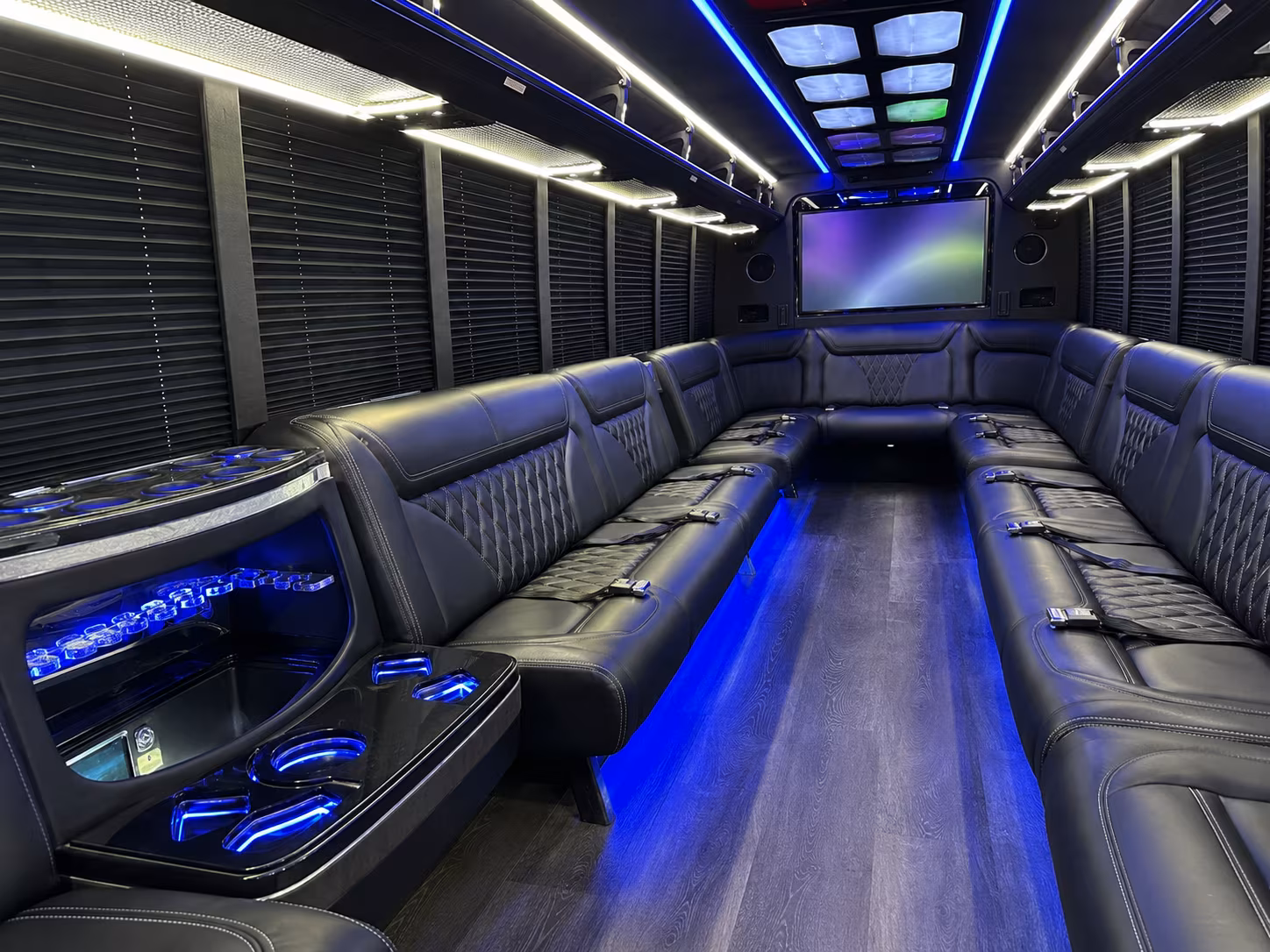 marysville 20 passenger party bus inside