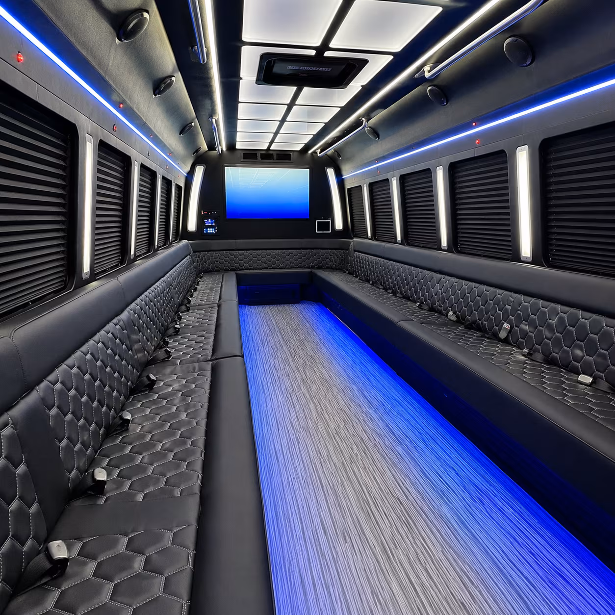 marysville 50 passenger party bus inside